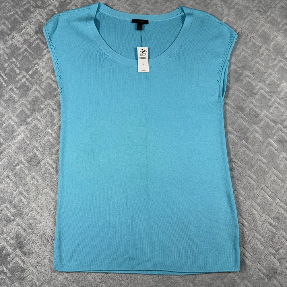 Talbots Sleeveless‎ Knit Tank Top Shirt Teal Blue Size Small New With Tags ***